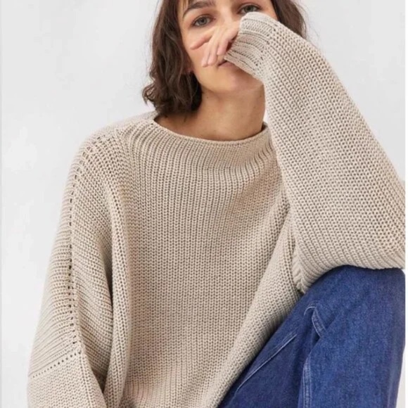 NWT The Knotty Ones Laumes Beige Merino Wool Sweater - Size Medium - Picture 6 of 6